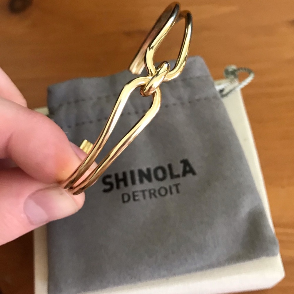 14k SHINOLA Yellow Gold Lug Open Cuff Bracelet BN